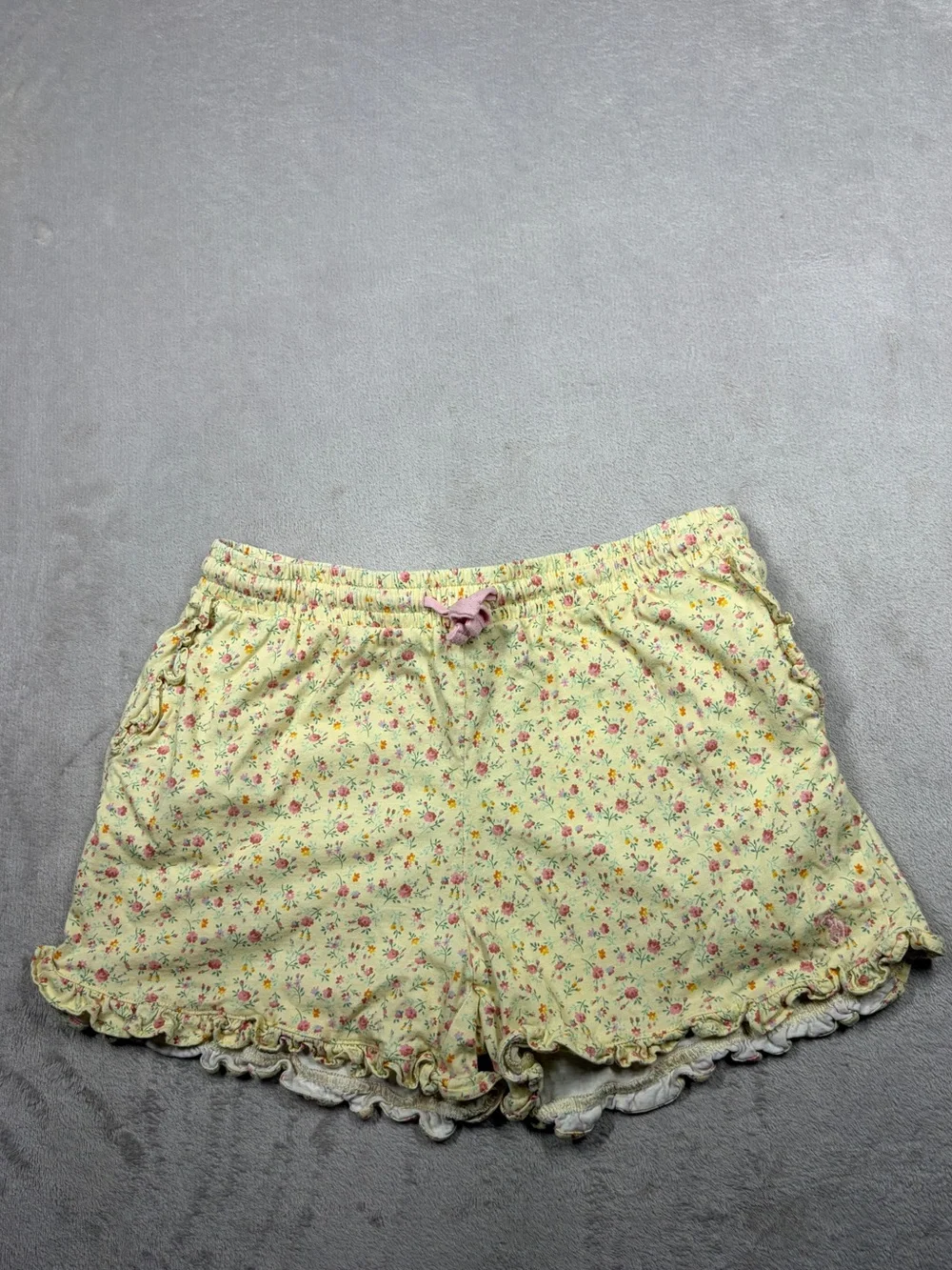 Polo Ralph Lauren Girl’s Ditzy Floral Yellow Ruffle 100% Cotton Shorts Size L